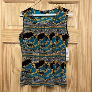 KASPER Black Multi Sleeveless Top sz S